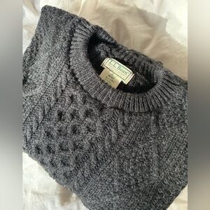 Vintage L.L. Bean Made in USA Crewneck Fisherman Knit Sweater 100% Wool Men's XL